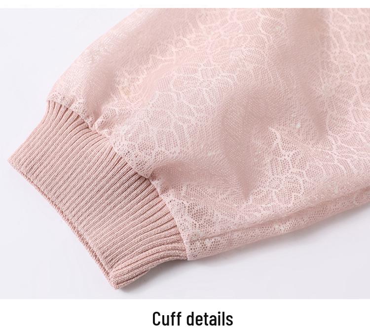 Stylish Spring Knit Gauze Sleeve Top for Middle-Aged & Elderly Women