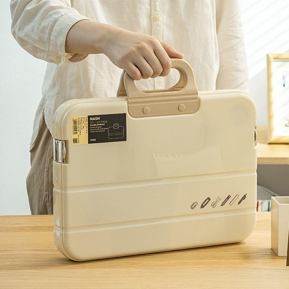with Handle Documents Case Plastic Handheld File Bag Compact Document Storage Boxes Back To School