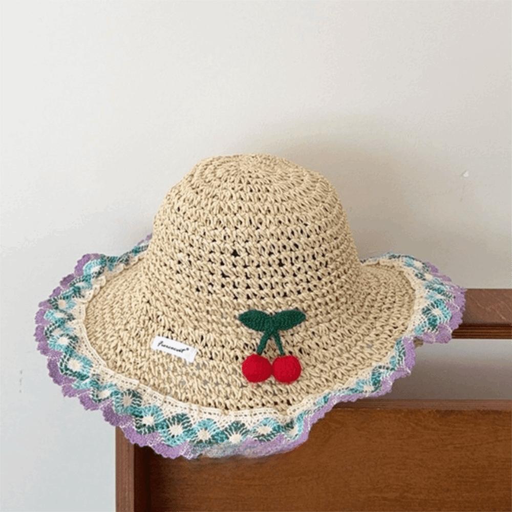 

Fashionable Large Brim Straw Hat Floral Tie Hollow out Fisherman s Hat Ethnic Style Beach Holiday Hat Vacation фиолетовый