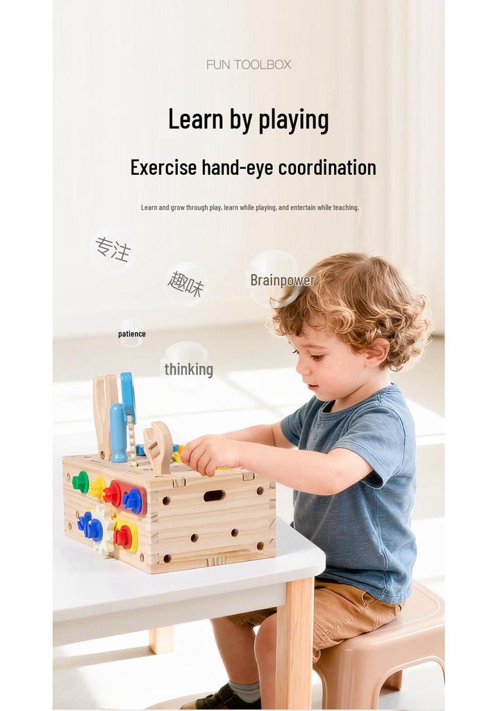 Children's Wooden Toolset: Multi-functional Nut & Bolt Assembly Educational Toy