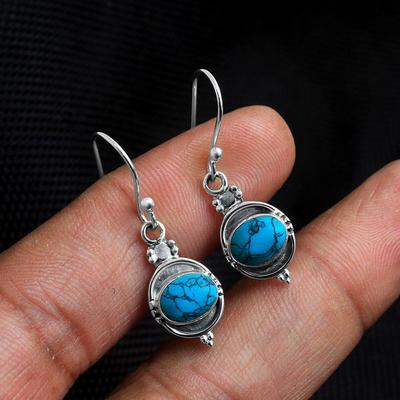 Turquoise Earring, Handmade Earring, Silver Jewelry, 925 Sterling Silver, Women Earring