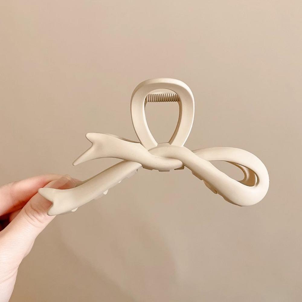 Plastic Matte Bow Hair Clips Resin Shark Clips Portable Acrylic Twisted Hair Claws School
