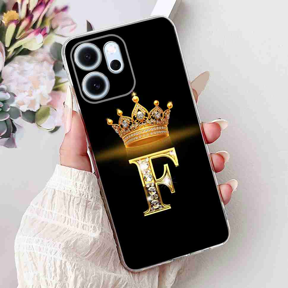 For Oppo Reno14 F 5G 6.57" Case Popular Design Letters A-Z Crown TPU Soft Silicone Cover For Oppo Reno 14F CPH2743 Phone Casing