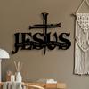 Iron Cross Metal Wall Art, 2D Black Flat Design for Indoor Outdoor Living Room Bathroom Kitchen Office Decor, Religious Farmhouse Hanging Ornament