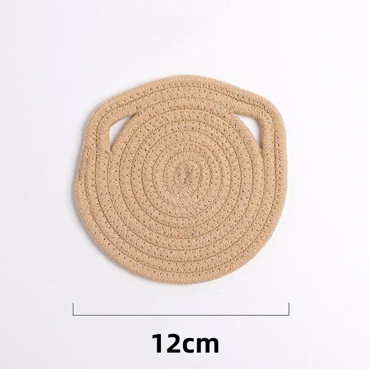 Hand-woven Cat Ear Coasters Creative Heat Insulation Non-slip Anti-scald Mat Japanese Simple Placemats Kitchen Useful Novelties