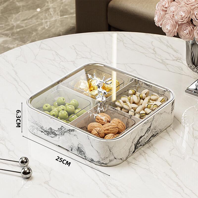 Chinese Style Lucky Deer Faux Marble Snack Box