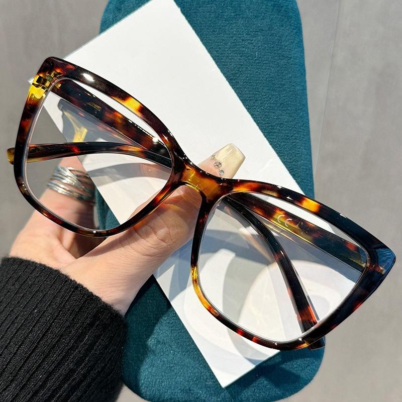 

Модні окуляри для читання «котяче око» з блокуванням синього світла, жіночі, у стилі INS, з великою оправою, зручні пружинні дужки, окуляри для пресбіопії +4