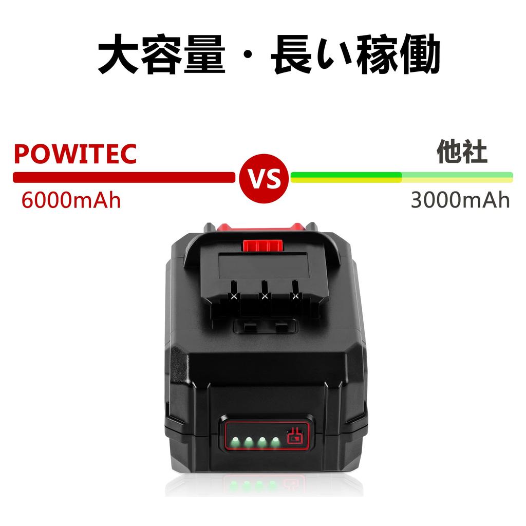 POWITEC 20V compatibile K16811 set da 2 pezzi Compatibile con la serie 6.0Ah QM-20V/VOL-20V