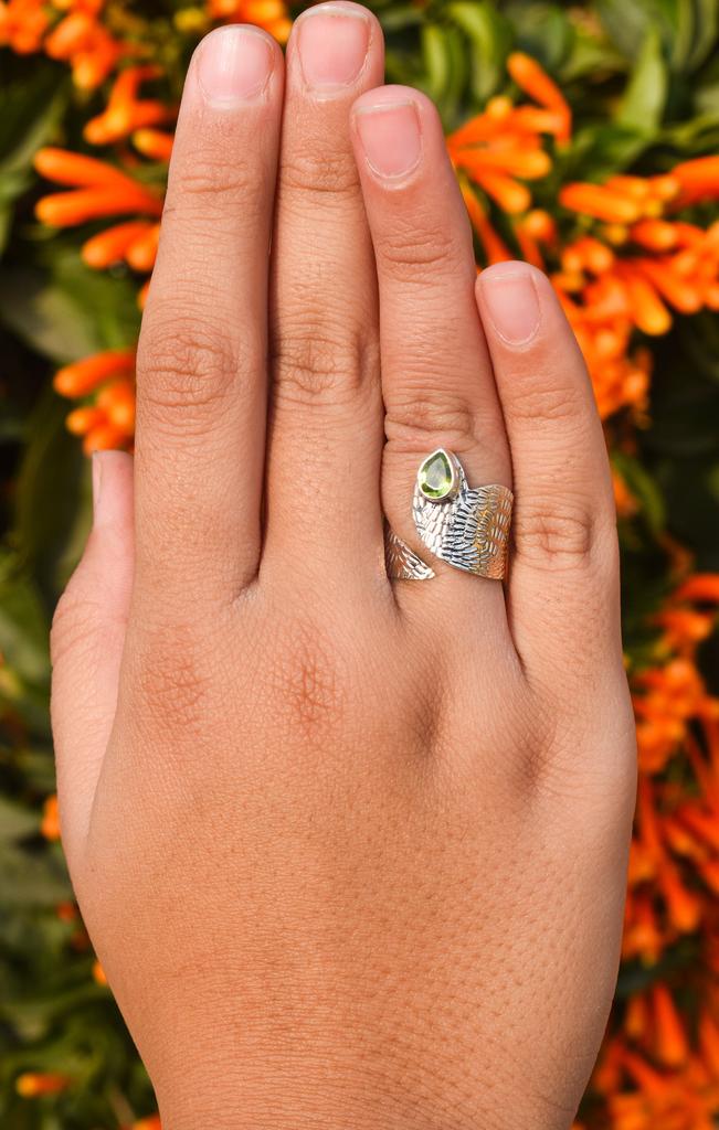 Natural Peridot Ring, 925 Sterling Silver Ring, Adjustable Ring, Statement Ring, Bohemian Ring, August Birthstone Ring, Gift For Her
