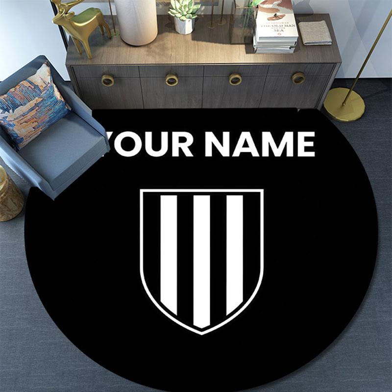 Custom Name,Newcastle United FC pattern round rug,Carpet Rug for Living Room Bedroom Playroom ,Non-slip Floor Mat,Holiday Gifts and Birthday Gifts.