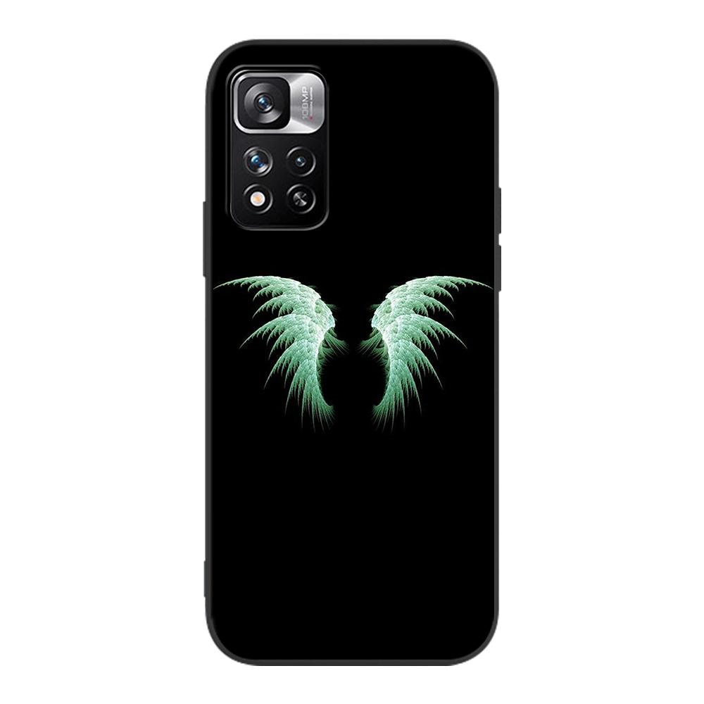 Fashion Angel Wings Case for Xiaomi Redmi Note 9S 9 8 10 11 Pro 9C 9A 7 8T 7A 8A 6A 6 10S Black Soft Silicone Phone Cover Coque