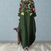 Women Long Dress Round Neck 45720 Sleeves Loose Floral Print Fashion Outfits