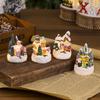 Glowing Resin Christmas House with Santa & Snowman Ornament