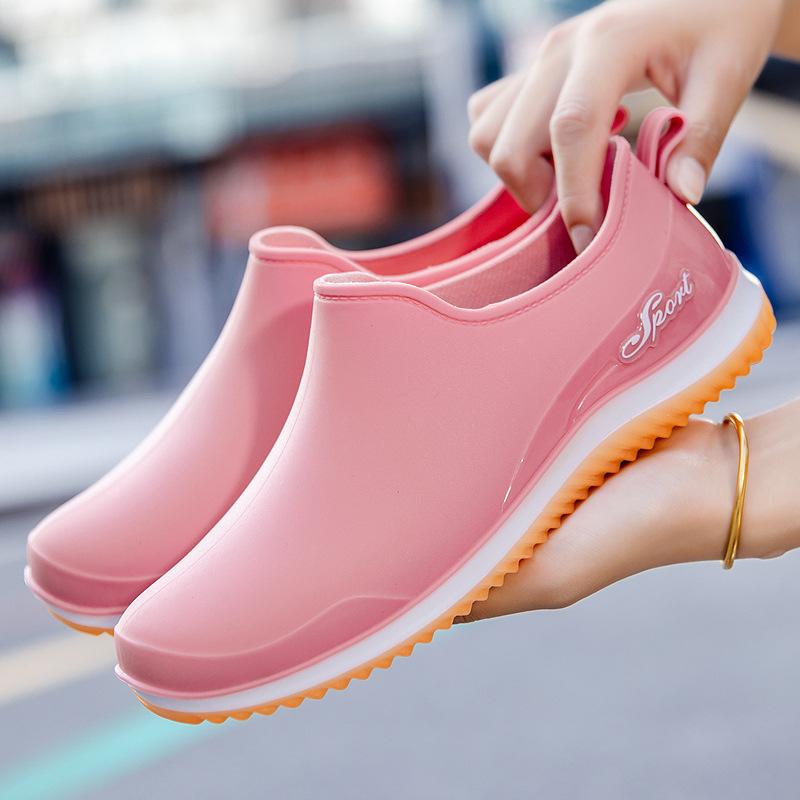 Fashion rain shoes women wear low tube waterproof shoes water boots four seasons rain boots short tube rubber shoes student export