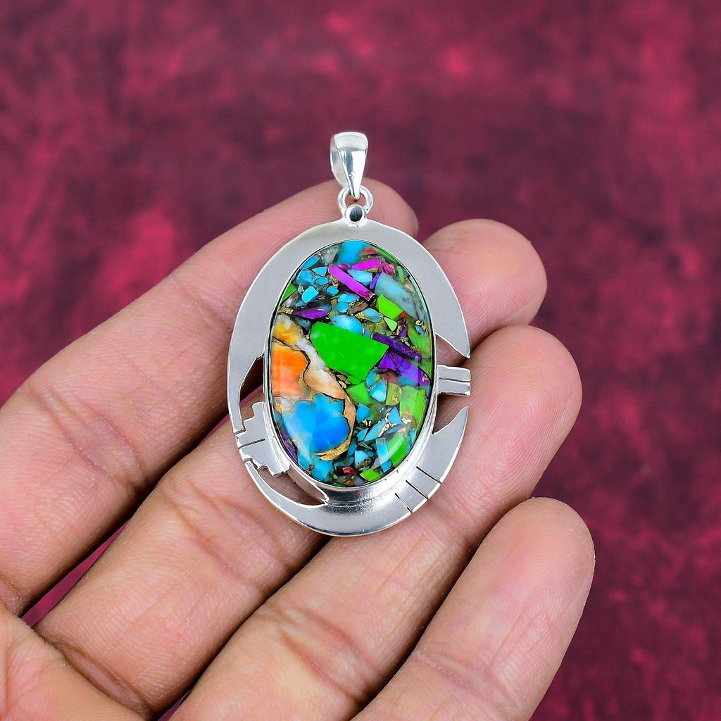 Fiesta Kingman Turquoise Pendant, 925 Solid Sterling Silver Gemstone Jewelry, Handmade Pendant, For Wedding Gift