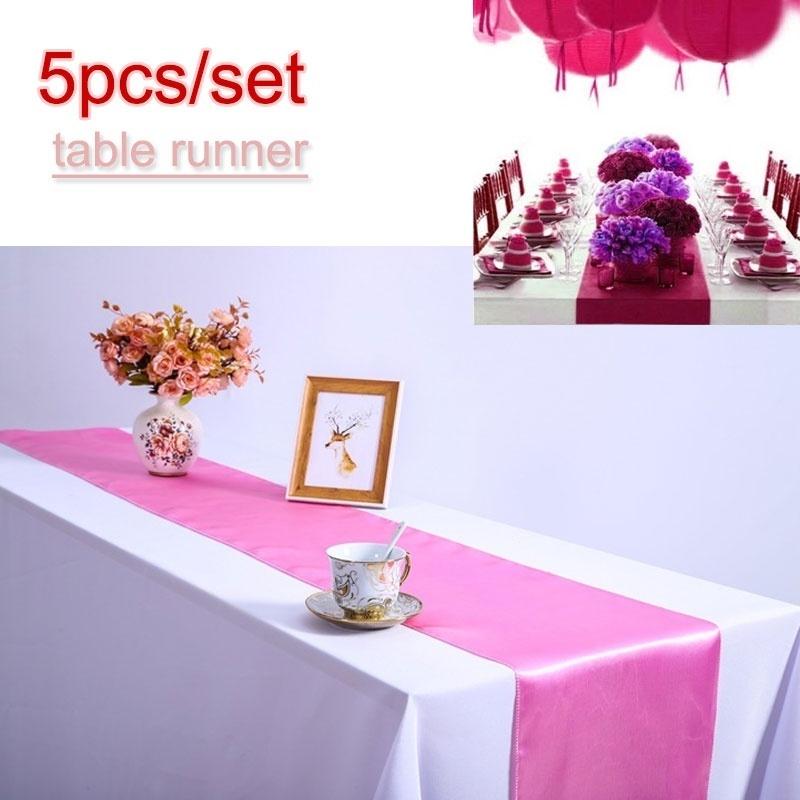 5pcs/set Table Runner Cloth Wedding Party Home Restaurant Venue Decor Supplies 30x275cm(12\ X 108\)