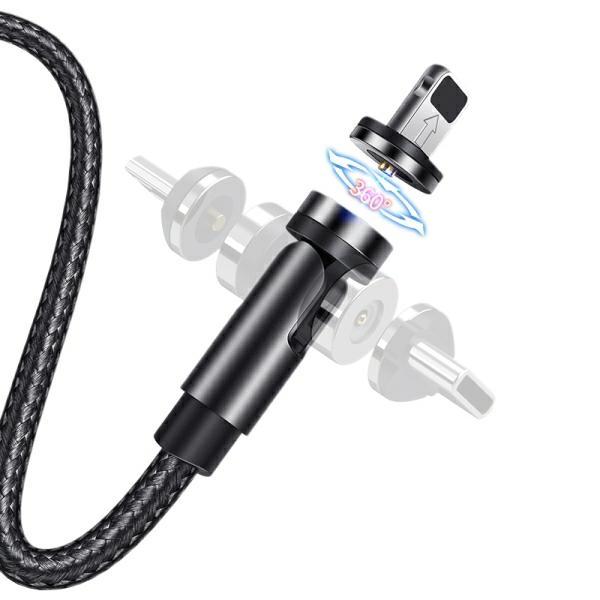 Usams Kabel Magnetyczny U59 Lightning2.1A Fast Charge 1M Pleciony Czarny/Black Sj472Usb01 (Us-Sj472) Regulowany Kąt