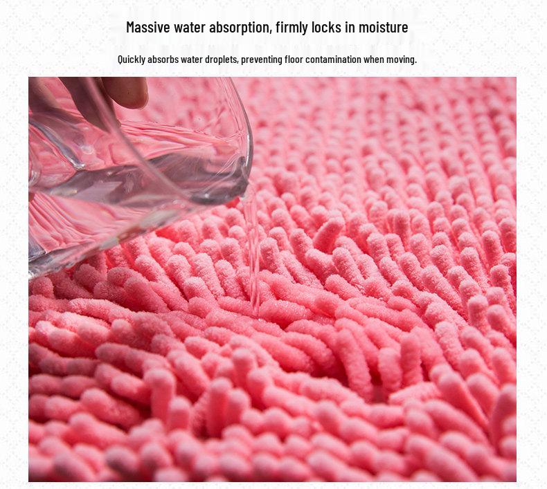 Non-Slip Chenille Half-Round Floor Mat - Water Absorbing, Machine Washable Rug for Hallway, Bathroom, and Bedroom