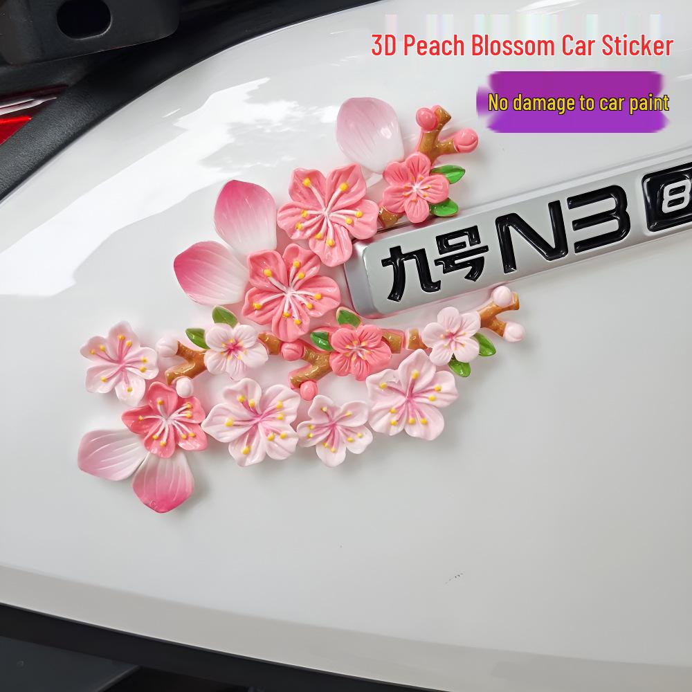 Exclusive 3D Peach Blossom Sticker: Cherry Blossom Pattern Car Rear Decal