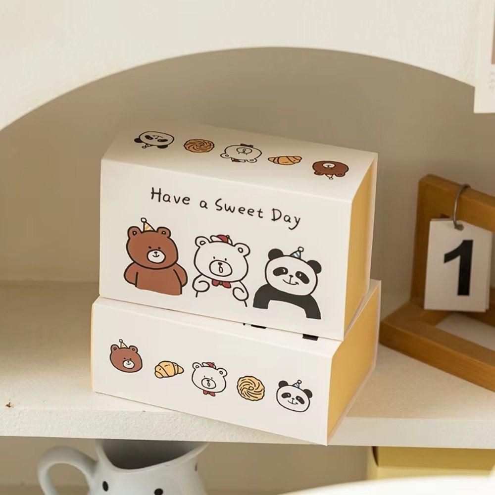 Cartoon Bear Drawer Box DIY Baking Packaging Boxes for Biscuits Cookies Snowflake Crisps Candies