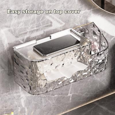 Clear Shower Caddy Tissue Box Holder Large Capacity Smooth Texture Paper Dispenser Wet Wipes Storage Container