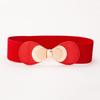 Bow Pair Buckle Elastic Wide Belt Decorative Down Jacket Elastic Waist Seal Slim and Versatile Waist Belt for Women