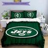 3-teiliges Bettwäscheset mit New York Jets Logo Muster Bettbezug-Set beinhaltet Bettbezug & Kissenbezüge, perfekte Ganzjahres-Schlafzimmerdekoration & Geschenk