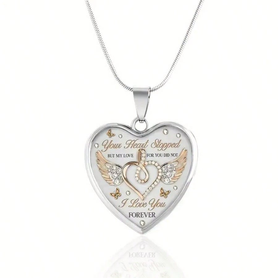 Jeg elsker deg for alltid Hjertekjede Minnekjede med englevinger Minne Kondolansegave ved tap av en kjær Sympatigave Minnegave