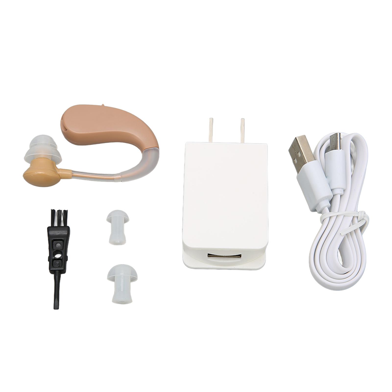 

Перезаряжаемый слуховой усилитель для пожилых людей с регулируемой громкостью и ящиком для хранения US Plug