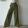 INCERUN Oversized Men Zipper High Waist Solid Casual Wide Leg Pants with Pockets