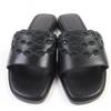 Hermes Sandals Frog Chaine d'Ancre Leather Flats Black Leather Women 36.5 Used