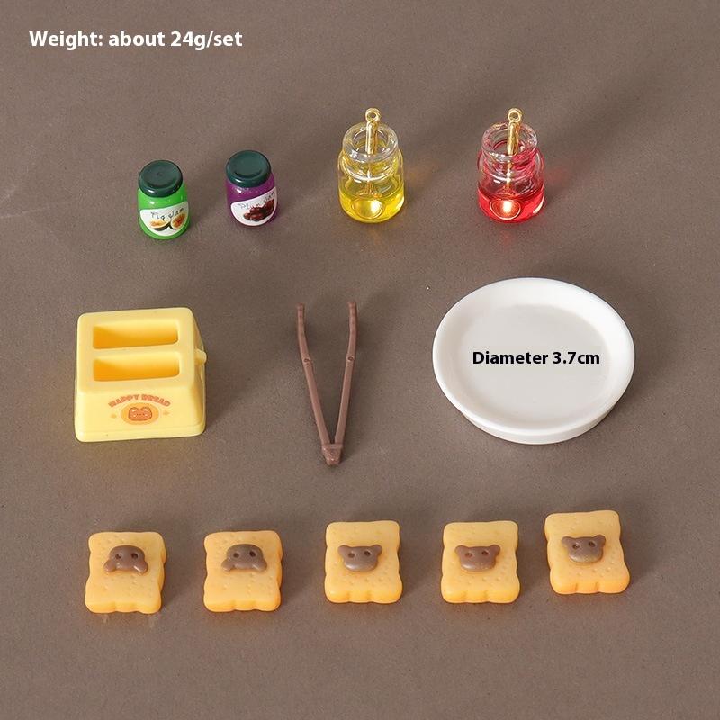 12PCS Bread Machine Jam Baking Clip Model Dollhouse Simulation Miniature Food Toy DIY Accessories Desktop Doll House Ornament