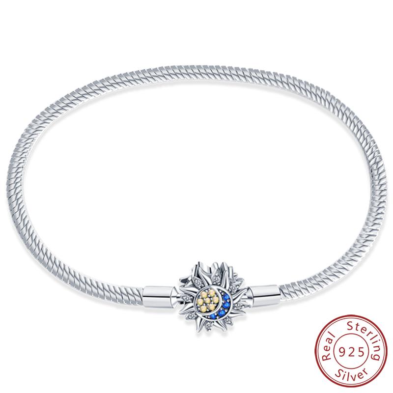 Real 925 Sterling Silver 17-20CM Butterfly Pet Ocean Starry Sky Original Bracelet Fit for Wedding Fine Jewelry DIY Making