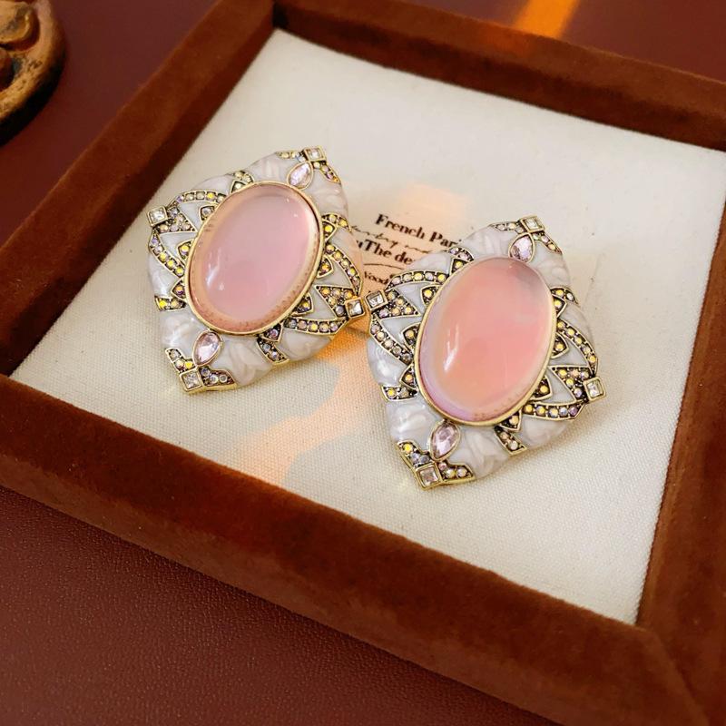 Baroque Style Zircon Earrings,Ornate Filigree Gemstone Earrings,Vintage Gemstone Drop Earrings,