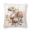 Protea Flowers Square Pillowcase Polyester Linen Velvet Creative Zip Decorative Pillow Case Sofa Cushion Cover