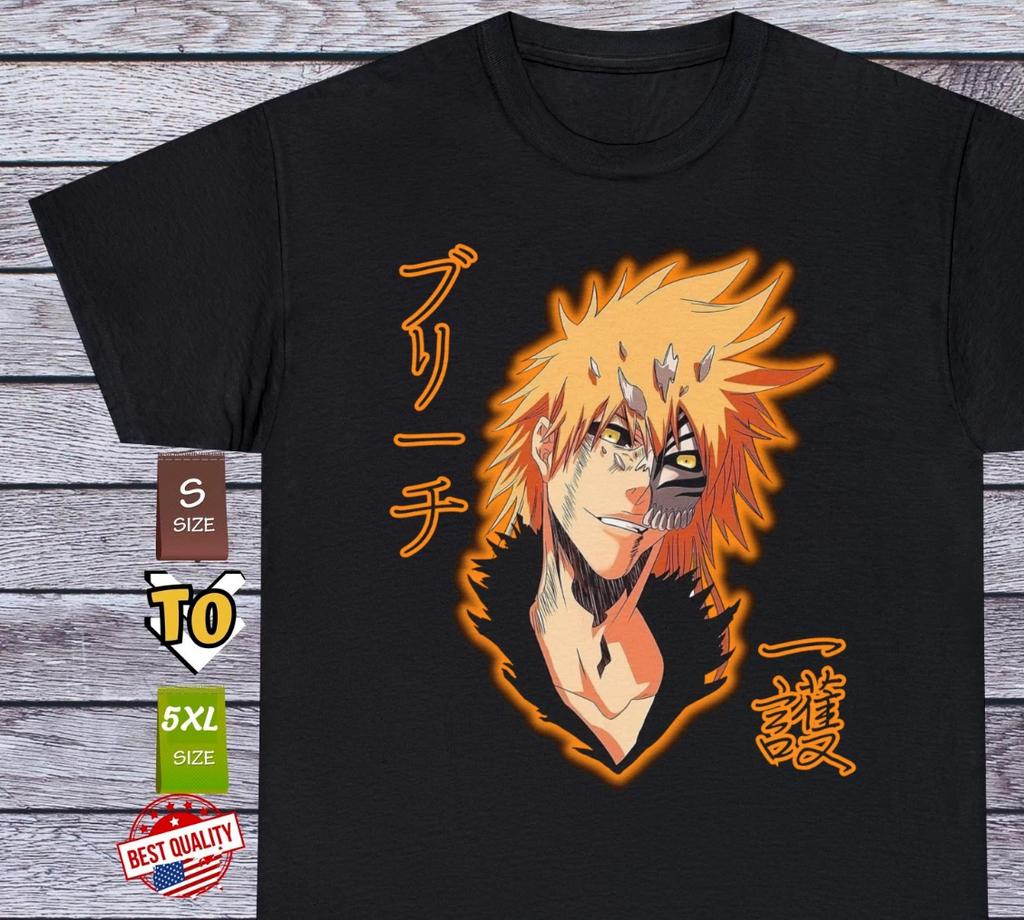 Ichigo Kurosaki T Shirt Bleach Tee 90s Anime Clothing Manga Cosplay Japanese