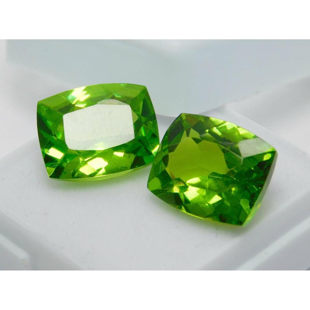 19.00 Ct NATURAL A+ Quality Green PERIDOT Cushion Cut   Gemstone Pair