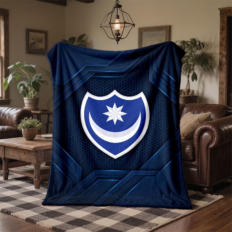 Coperta in Pile a Tema Portsmouth FC Morbida e Accogliente Coperta di Peluche per Camera da Letto Divano Viaggio