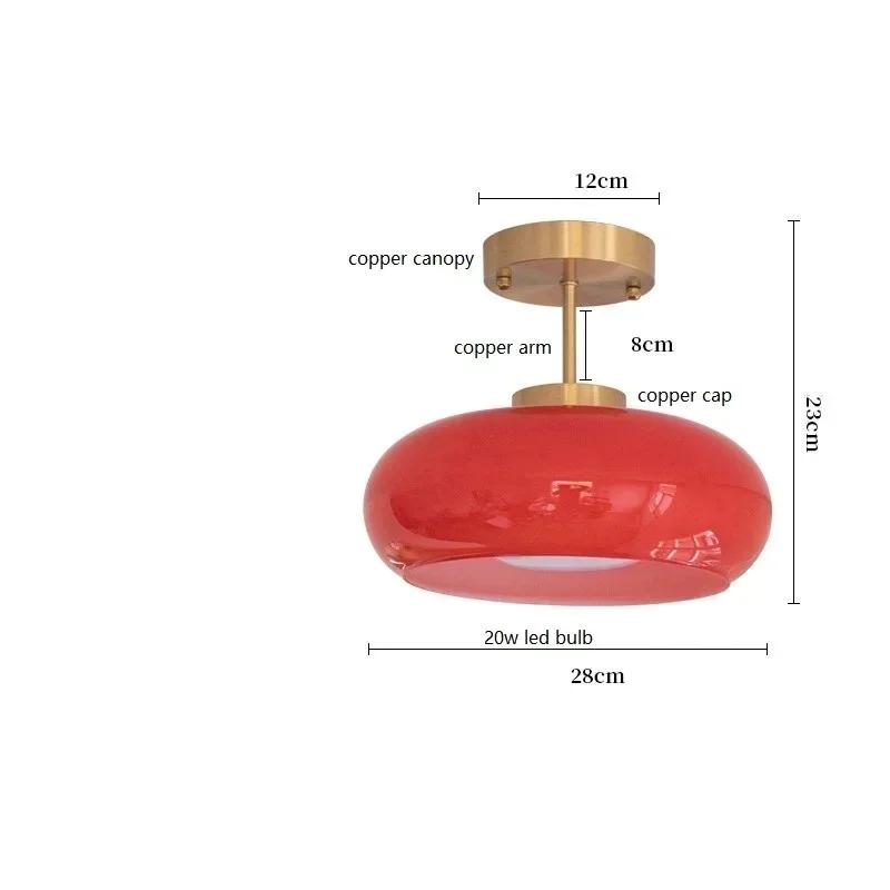 Modern Yellow Glass LED Pendant Lights Fixtures 40W Copper Bedroom Living Room Beside Nordic Hanging Lamparas Chandelier Lamp