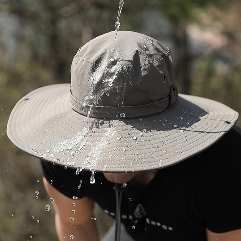 12cm Bredbremmet Herre Solhatt Sommer Ensfarget Pustende Bøttehatt Vanntett Sammenleggbar Utendørs UV-beskyttelse Fiske Strandhatt