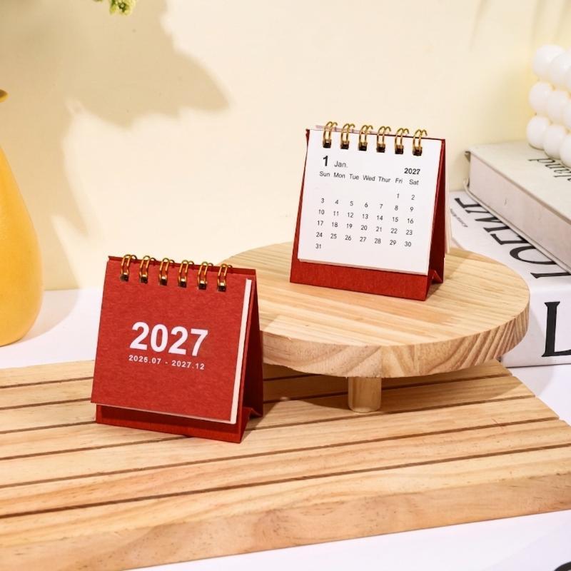 1Pcs 2027 Mini Simple Calendar Small Desk Calendar Creative Coil Calendar Planner Desktop Decoration Office Stationery