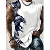 Summer Men's Retro Animal 3D Printed Short Sleeve Vest Round Neck Casual Loose Comfortable Soft Breathable Oversized Vest