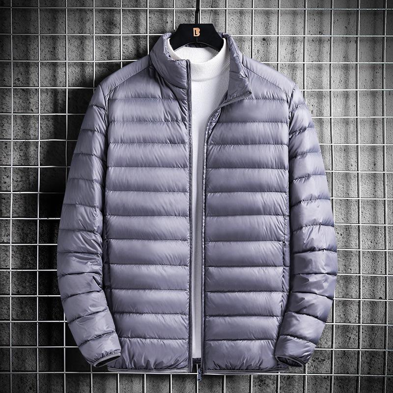 Men's Lightweight White Duck Down Jacket - Winter 2025 Stand Collar Warm Outerwear
