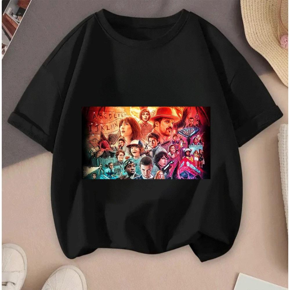 2026 Teenagers Kids Stranger Things Cartoon 2D Printed Casual Summer Short Sleeve T Shirt Hot Sale