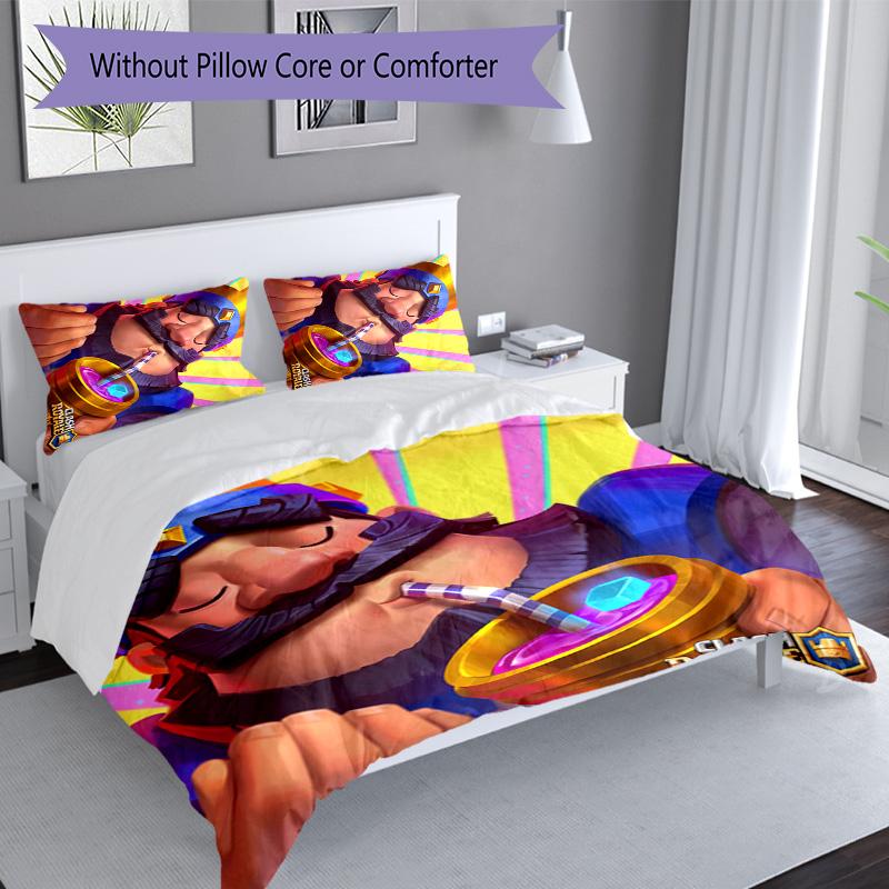 3pcs Clash Royale pattern bedding set duvet cover set includes duvet cover &pillowcases, perfect all season bedroom decoration & gift
