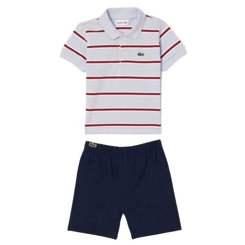 Lacoste Dětská pruhovaná souprava z organické bavlny (top a kalhoty)