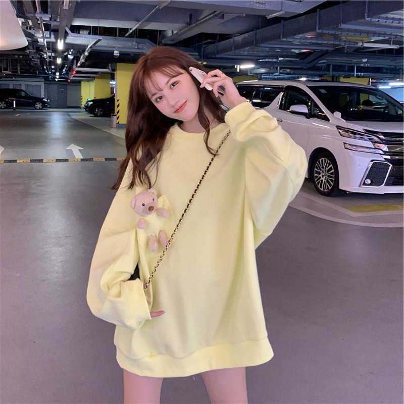 Autumn 2026 Korean Harajuku Bear Oversized Hoodie - Women's Long Sleeve Fashion