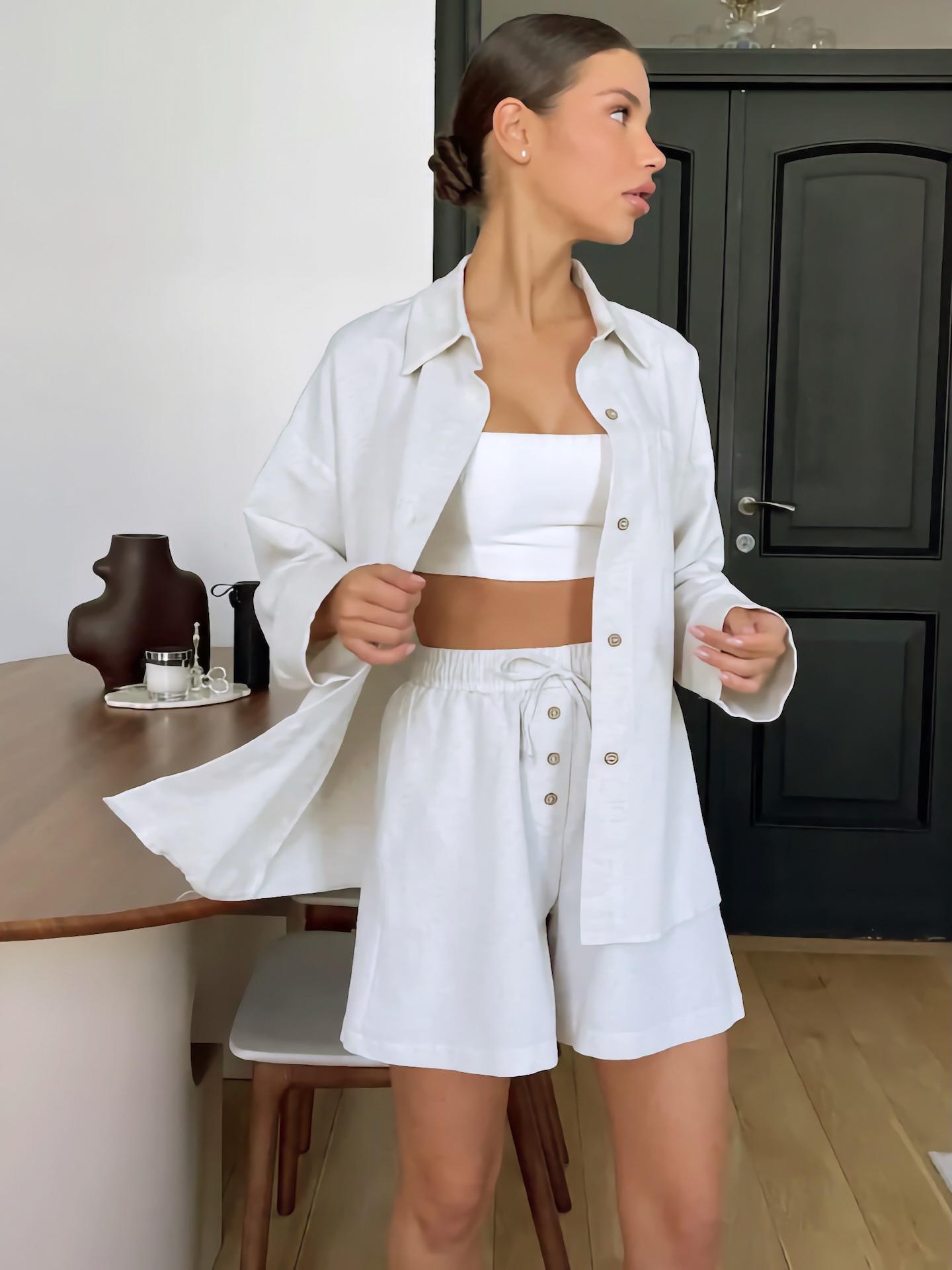 Spring/Summer European-American Linen Casual Two-Piece Women s Suit L