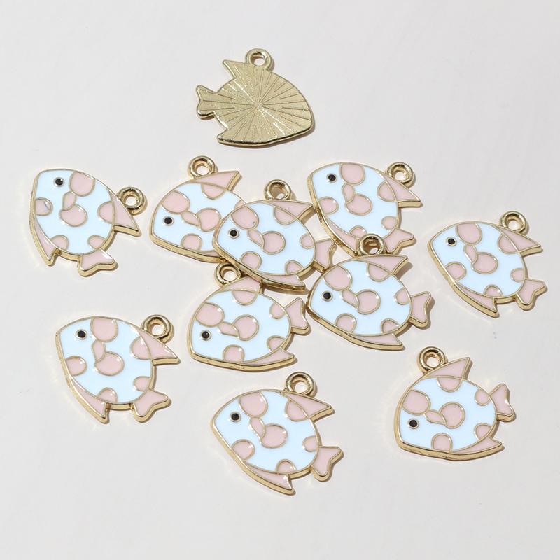 20pcs Enamel Fish Charms Pendant 15x14mm DIY Jewelry Making Accessories Findings for Earrings Necklace Bracelets Crafts