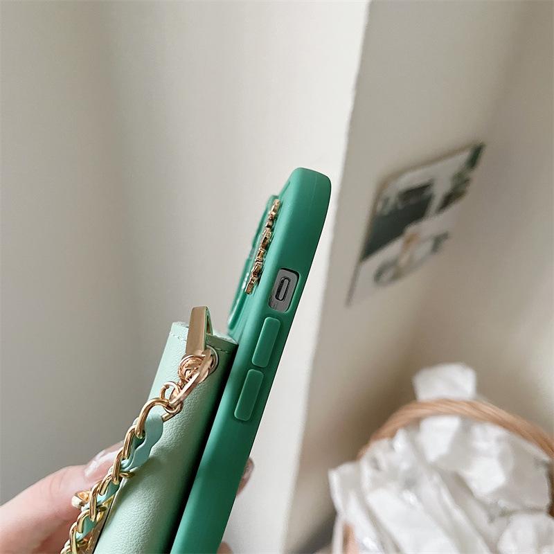 Elk Metal Card Holder for Apple 14 Pro Max, 13, 12 - Anti-fall, Chic Chain XS Fashion Case